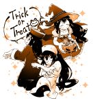  aiue0 asui_tsuyu boku_no_hero_academia candy halloween jiangshi long_hair monochrome multiple_persona nurse witch 