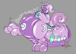  2017 3_fingers 3_toes animate_inanimate anthro big_tail collar crimsoneclipse danqgoo digital_drawing_(artwork) digital_media_(artwork) dragon goo_transformation goodra green_eyes grey_background hi_res inflatable living_inflatable male mammal nintendo nozzle nude pok&eacute;mon pok&eacute;mon_(species) pool_toy rubber shiny simple_background solo sound_effects swim_ring text toes transformation video_games 