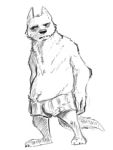  al_(weaver) anthro bulge canine clothed clothing fan_character male mammal nobby_(artist) pack_street partially_clothed simple_background topless underwear white_background wolf 