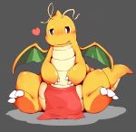  &lt;3 2014 ambiguous_gender anthro blush brown_eyes claws dragonite grey_background kinoko looking_at_viewer nintendo open_mouth orange_body pok&eacute;mon pok&eacute;mon_(species) simple_background sitting solo video_games wings 