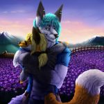  2018 artic_fox belt canine cittyy clothed clothing cloud detailed ear_piercing eyewear fence flower fox friends glasses hair hug invalid_background invalid_color invalid_tag mammal meadow mountain my_art nature piercing plant roof smile summer sunset 