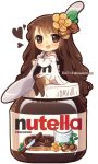  :d absurdly_long_hair artist_name bangs blush bow brown_eyes brown_hair brown_legwear chibi dav-19 dress eyebrows_visible_through_hair food_themed_hair_ornament hair_between_eyes hair_ornament hazelnut heart holding holding_spoon long_hair long_sleeves looking_at_viewer no_shoes nutella open_mouth original personification sailor_collar sailor_dress sitting smile solo spoon thighhighs transparent_background very_long_hair watermark web_address white_bow white_dress white_sailor_collar 