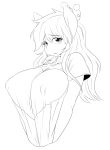  anthro big_breasts breasts clothed clothing cuddlesong equine female greyscale hair looking_at_viewer mammal monochrome nipple_bulge solo 