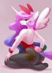  2018 anthro bedroom_eyes big_breasts biting_lip breasts bunny_costume clothed clothing costume cutie_mark equine female friendship_is_magic hair half-closed_eyes horn mammal my_little_pony pink_eyes pink_hair princess_celestia_(mlp) seductive simple_background smile underpable unicorn 
