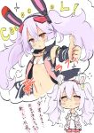  1girl animal_ears azur_lane black_hairband blush_stickers breasts commentary_request fake_animal_ears hair_ornament hairband headband jacket laffey_(azur_lane) lavender_hair long_hair red_eyes remodel_(azur_lane) shibainu_kisetsu small_breasts thumbs_up translation_request twintails 