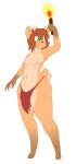  alpha_channel anthro balls cervine clothing cuddlesong deer horn loincloth male mammal nipples simple_background solo standing thick_thighs torch transparent_background 
