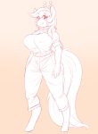  anthro clothed clothing cuddlesong equine female looking_at_viewer mammal monochrome nipple_bulge smile solo standing wide_hips 