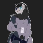  2018 anthro blue_eyes canine clothing fur grey_fur hi_res kolebania looking_at_viewer male mammal open_mouth simple_background smile solo underwear wolf 