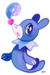  2016 commentary creature full_body gen_7_pokemon glitchedpuppet highres image_sample no_humans nose_bubble pokemon pokemon_(creature) popplio purple_eyes signature simple_background solo tumblr_sample white_background 