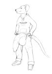  2018 anthro big_penis bulge clothed clothing flaccid foreskin fully_clothed gnash_(character) grin hoodie huge_penis humanoid_penis hyper hyper_penis line_art looking_at_viewer male mammal penis pulsar rat rodent sketch smile 