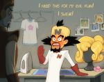  2018 blonde_hair clothing coco_bandicoot crash_bandicoot_(series) digital_media_(artwork) english_text flower hair hanger human invalid_tag iron kempferzero mammal n._tropy neo_cortex plant text video_games wig 