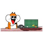  animated black_nose canine computer disgusted flipnote_studio fox frown grin keke laptop male mammal smile teeth tongue trollface what 