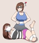  2girls bdsm bondage crotch d.va_(overwatch) femdom mei_(overwatch) multiple_girls overwatch simple_background tagme 