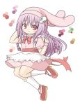 animal_hat apron arm_up bangs blush bow braid bunny_hat closed_mouth dress eyebrows_visible_through_hair frilled_apron frills hair_between_eyes hair_bow hand_up hat kneehighs long_hair looking_at_viewer original pink_dress pink_eyes pink_hat puffy_short_sleeves puffy_sleeves purple_hair red_bow red_footwear red_ribbon ribbon rinechun short_sleeves smile snow_bunny solo twin_braids twitter_username very_long_hair white_apron white_background white_legwear wrist_cuffs 