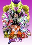  3boys alien black_eyes black_hair cyborg dragon_ball dragon_ball_super dragonball_z dual_persona frieza golden_frieza horns long_hair looking_at_viewer looking_back monochrome multiple_boys muscle open_mouth serious simple_background smile son_gokuu spiked_hair tail transformation vegeta young_jijii 