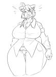  anthro cuddlesong feline female looking_at_viewer mammal nipple_bulge open_mouth slightly_chubby smile solo thick_thighs voluptuous wide_hips 