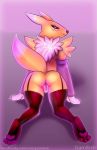  anthro butt canine clothed clothing cloting digimon female fur gamibri invalid_color invalid_tag looking_at_viewer mammal pussy pussy_juice renamon simple_background smile solo 