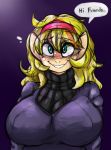  anthro blush clothed clothing colored_sketch cosplay cuddlesong cuddlesong_(mlp) english_text equine female hex_maniac looking_at_viewer mammal my_little_pony nintendo nipple_bulge pok&eacute;mon smile solo text video_games 