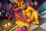  2018 absurd_res anthro balls blush bow_tie breasts chica_(fnaf) cum detailed_background digital_media_(artwork) duo embarrassed erection fangs female five_nights_at_freddy&#039;s five_nights_at_fredyy&#039;s_3 fur green_eyes grin hair hi_res hiyoko inside lagomorph machine male male/female mammal masturbation nude penis piercing precum rabbit rat red_eyes red_fur restaurant robot rodent short_hair sitting small_breasts smile spring_bonnie_(fnaf) springtrap_(fnaf) teeth video_games yellow_fur 