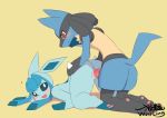  &lt;3 2018 all_fours animated anthro anthro_on_anthro anthrofied anus blush butt doggystyle duo eeveelution female from_behind_position glaceon loop lucario male male/female male_penetrating nintendo open_mouth penetration pok&eacute;mon pok&eacute;mon_(species) pussy sex signature simple_background vaginal vaginal_penetration video_games wolflong yellow_background 