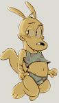  anthro blush briefs bulge clothed clothing dandi male mammal marsupial midriff navel rocko shirt solo tank_top underwear wallaby 