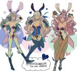  bare_shoulders blush braid breasts bunny_ears bunny_girl bunny_tail detached_collar egg fake_animal_ears female_my_unit_(fire_emblem_if) fire_emblem fire_emblem:_kakusei fire_emblem_heroes fire_emblem_if gloves hairband jewelry leotard long_hair mamkute midriff multiple_girls my_unit_(fire_emblem_if) olivia_(fire_emblem) open_mouth pink_hair pointy_ears pomme_(lazzledazzle) purple_eyes simple_background smile soleil_(fire_emblem_if) tail twin_braids white_background white_hair 