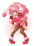  :d animal_ears brown_bodysuit bunny_ears bunny_tail clenched_hand covered_navel dated elbow_gloves fang full_body gloves green_eyes long_hair looking_at_viewer open_mouth panties pantyhose pink_footwear pink_hair saichi_(artist) seraphita_(xenogears) shoes signature simple_background smile solo tail underwear white_background white_gloves white_panties xenogears 
