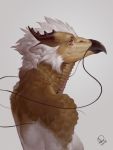  avian beak breasts dragon eva_(ozawk) female flesh_whiskers horn hybrid side_boob solo 