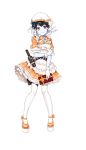  alternate_costume black_hair dress enmaided formation_girls full_body gift gloves goggles goggles_around_neck hand_on_own_elbow hat highres holding holding_gift looking_at_viewer maid marina_fudou multicolored_hair official_art orange_dress orange_footwear ririkuto short_hair short_sleeves solo transparent_background two-tone_hair white_gloves white_hair white_hat 