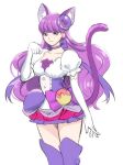  1girl animal_ears artist_request boots breasts cat_ears cat_tail collarbone cowboy_shot earrings elbow_gloves eyebrows_visible_through_hair female gloves hair_ornament kirakira_precure_a_la_mode kotozume_yukari large_breasts long_hair looking_at_viewer precure purple_eyes purple_hair simple_background smile solo standing tail white_background white_gloves 