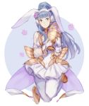  animal_ears banned_artist blue_hair braid bunny_ears bunny_girl bunny_tail bunnysuit crown_braid detached_collar fake_animal_ears fire_emblem fire_emblem_echoes:_mou_hitori_no_eiyuuou linea_(fire_emblem) llicornia long_hair looking_at_viewer pantyhose simple_background smile solo tail 