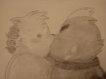 buchi kissing male male/male mekko_rarekko mimosrod monochrome overweight sepia slightly_chubby yamano_taishou 