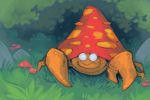  bush closed_mouth commentary creature empty_eyes full_body gen_1_pokemon grass highres mushroom no_humans outdoors parasect pokemon pokemon_(creature) solo 