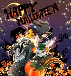  2018 anthro atlantica0208 canine clothing digital_media_(artwork) disney fox fur green_eyes halloween hi_res holidays judy_hopps lagomorph male mammal nick_wilde purple_eyes rabbit simple_background zootopia 