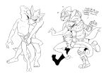  anthro bottomless butt butt_grab canine chameleon clothed clothing crackajackin diaper grope hand_in_underwear hand_on_butt leon_powalski line_art lizard male male/male mammal nintendo reptile scalie simple_background star_fox topless underwear video_games white_background wolf wolf_o&#039;donnell 