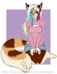  anthro breasts canine clothed clothing dtalvi female gradie hair heterochromia hi_res long_hair looking_at_viewer mammal slightly_chubby smile solo thick_thighs wide_hips 