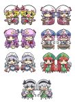  &gt;_&lt; apron blank_eyes blonde_hair blue_eyes bucket chair chibi closed_eyes colonel_aki commentary doll doll_hug drooling easy_chair flandre_scarlet hairband handheld_game_console hat heart hong_meiling izayoi_sakuya konpaku_youmu konpaku_youmu_(ghost) lavender_hair maid maid_apron maid_headdress mob_cap multiple_girls nintendo_3ds open_mouth patch patchouli_knowledge pink_hair plate playstation_vita purple_eyes purple_hair red_eyes red_hair remilia_scarlet saigyouji_yuyuko shaded_face silver_hair sitting smile standing stool stuffed_animal stuffed_toy table touhou triangular_headpiece vacuum_cleaner 