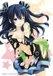  absurdres black_hair bow bow_panties breasts dogoo hair_ornament highres long_hair medium_breasts melting neptune_(series) non-web_source official_art panties panty_pull red_eyes simple_background tearing_up torn_clothes tsunako two_side_up underwear uni_(choujigen_game_neptune) white_panties 