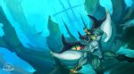  anthro featureless_crotch fish furrypuddingthegreat looking_at_viewer male marine marine_dragon muscular muscular_male nude shark solo underwater water 