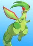  ambiguous_gender arthropod claws cute d5ma dragon eyes_closed feral flygon flying green_body insect nintendo pok&eacute;mon pok&eacute;mon_(species) red_body scalie simple_background sky solo video_games wings 