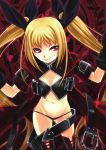  absurdres belt black_ribbon blazblue blonde_hair boots gloves hair_ribbon highres long_hair no_pants non-web_source official_art rachel_alucard red_eyes ribbon solo thigh_boots thighhighs twintails 