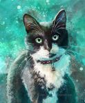  2018 ambiguous_gender cat collar detailed_background digital_media_(artwork) feline feral fleetingember green_eyes mammal solo whiskers 