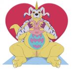  digimon dreiker female gabumon presenting presenting_pussy pussy pussy_juice slightly_chubby solo thick_thighs 
