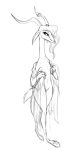  antelope anthro barely_visible_genitalia black_and_white clothing disney female front_view full-length_portrait gazelle gazelle_(zootopia) hair horn long_ears long_neck looking_at_viewer mammal monochrome portrait pussy sheer_clothing simple_background sketch solo standing subtle_pussy translucent transparent_clothing undressing w4g4 white_background zootopia 