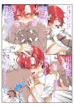  1girl anilingus anus boudica_(fate/grand_order) caressing_testicles comic fate/grand_order fate_(series) green_eyes handjob juliet_sleeves licking nipple_slip puffy_sleeves red_hair shrug_(clothing) smile solo_focus testicles tongue translation_request tuberosum001 