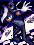  ace_of_spades ace_of_spades_the_hedgehog angry blue_eyes card clothed clothing fur grey_fur keitronic looking_at_viewer magic male solo white_marks xxpurplehedgiexx 
