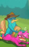 anthro beak blush butt eyes_closed female grass hat male male/female mammal perry_the_platypus phineas_and_ferb sex shadman teeth 