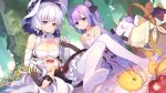  &gt;_&lt; :d :t ahoge apple azur_lane bare_shoulders basket black_gloves blood blue_eyes bread breast_envy breast_rest breasts breasts_on_head commentary_request day detached_collar elbow_gloves feet flat_chest flower food fruit gloves grapes hair_bun hair_ornament highres holding holding_food illustrious_(azur_lane) long_hair looking_at_another low_twintails lying lying_on_lap multiple_girls nature no_shoes nosebleed on_back open_mouth outdoors pantyhose picnic picnic_basket pout purple_hair sandwich short_sidetail side_bun side_ponytail smile stuffed_unicorn tears tsubasa_tsubasa twintails unicorn_(azur_lane) vampire_(azur_lane) very_long_hair white_background white_hair white_legwear 