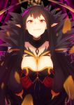 absurdres black_dress black_hair breasts cleavage detached_collar dress fate/apocrypha fate/grand_order fate_(series) fur_trim highres large_breasts licking_lips long_hair orihiro0614 pointy_ears semiramis_(fate) solo tongue tongue_out upper_body yellow_eyes 