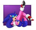  anthro anus armwear balls clothed clothing colored_nails crossdressing ear_piercing erection fingerless_gloves footwear girly gloves hedgehog high_heels humanoid_penis legwear lipstick low_res makeup male mammal penis piercing pranky shoes solo sonic_(series) sonic_the_hedgehog thecon thigh_highs uncut 